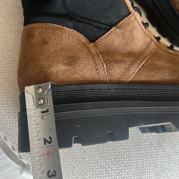 Marc Fisher Sashia Platform Combat Boot Leather Suede Brown Black EUC like New - Picture 7 of 9